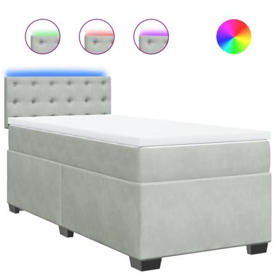 Boxspring met matras fluweel lichtgrijs 90x190 cm