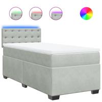Boxspring met matras fluweel lichtgrijs 100x200 cm - thumbnail