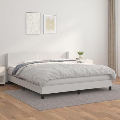Boxspring met matras kunstleer wit 160x200 cm