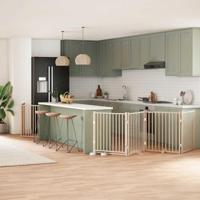 Hondenhek inklapbaar met deur 12 panelen 960 cm populierenhout - thumbnail