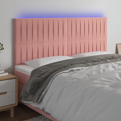 Hoofdbord LED 160x5x118/128 cm fluweel roze