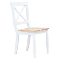 Eetkamerstoelen 4 st massief rubberwood naturel en wit - thumbnail