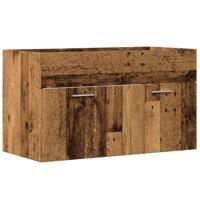 Wastafelkast 80x38,5x46 cm bewerkt hout oud houtkleurig - thumbnail
