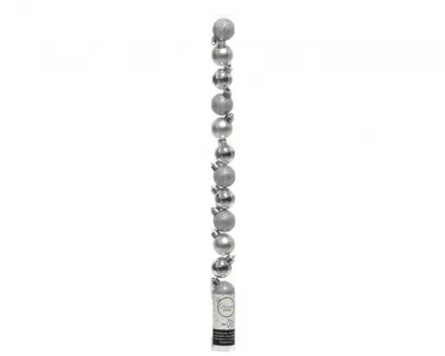 Decoris kerstballen set plastic 14st zilver 3cm