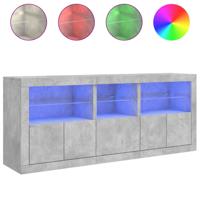 Dressoir met LED-verlichting 162x37x67 cm betongrijs - thumbnail