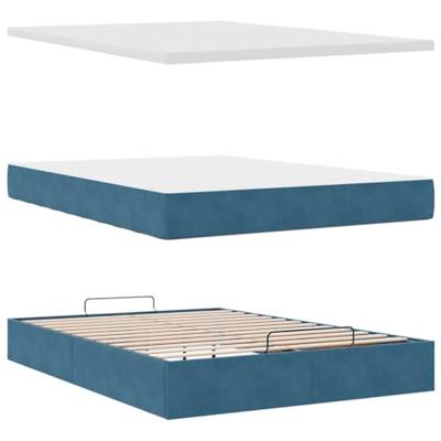Ottoman bed met matras en LED's 140x190cm fluweel donkerblauw