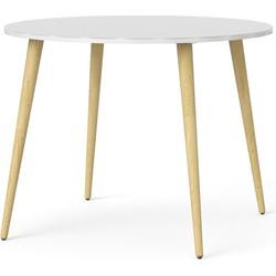 Eetkamertafel Delta rond - wit/eikenkleur - Ø100x75 cm - Leen Bakker