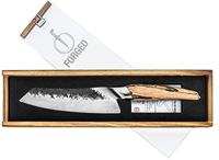 Santoku mes - GESMEED - KATAI - VG10 staal - Handvat van wortelhout - L 18 cm - thumbnail