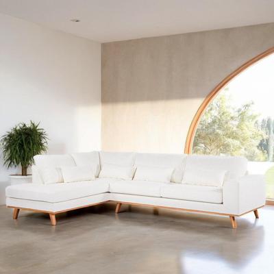 BASE 3-zits Hoekbank 'Kirstan' Links, Bouclé, kleur Naturel