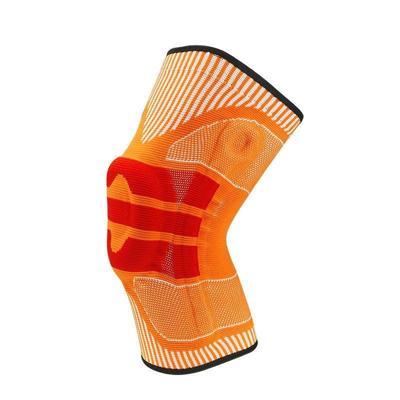 Verbeterde versie Silicone Spring Support Knie pads Gebreide hoge elastische ademende anti-slip beschermende kleding grootte: M (oranje en rood)