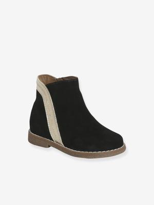 Baby leren laarzen met rits zwart