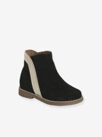 Baby leren laarzen met rits zwart - thumbnail