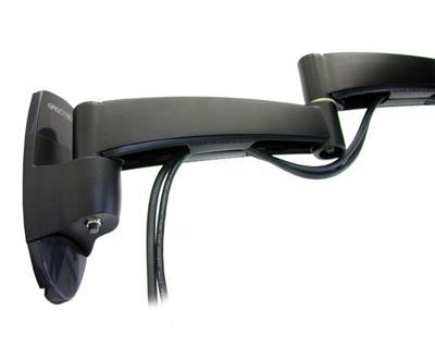 ERGOTRON zwenkarm serie 200 voor wandmontage 2 steunarmen zwart tot 68,6 cm 27 inch max.11,3 kg. VESA 75 x 75, 100 x 100 mm.