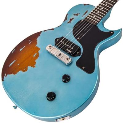Vintage V120 ICON Distressed Gun Hill Blue over Sunburst elektrische gitaar - thumbnail