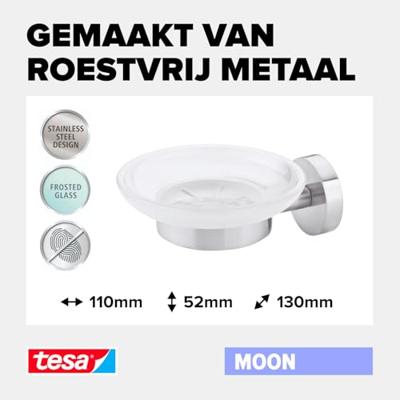 tesa MOON 40310-00000-00 Zeepschaaltje Zilver, Wit (gesatineerd)