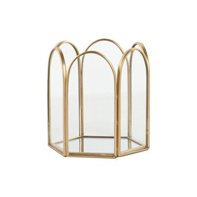 Doos-Juwelenkistje Home ESPRIT Gouden Metaal Kristal 9,2 X 8,2 X 9,5 cm