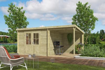 Outdoor Life Tampa Blokhut 481 x292 cm vuren blank- Lessenaarsdak- Onbehandeld vurenhout- Outdoor Life Outdoor Life Tampa Blokhut 481 x292 cm vuren blank- Lessenaarsdak- Onbehandeld vurenhout- Outdoor Life