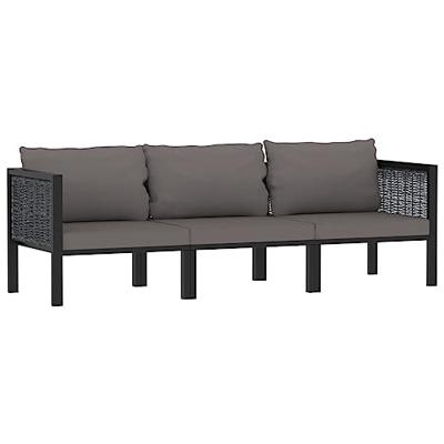 VidaXL Driezitsbank met kussens poly rattan antraciet VidaXL Driezitsbank met kussens poly rattan antraciet