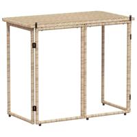 Tuintafel inklapbaar 90x51x75 cm poly rattan beige - thumbnail
