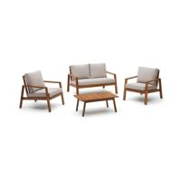Kave Home Loungeset 'Frares' Acaciahout, Met 2-zits Bank, 2 fauteuils en salontafel - thumbnail