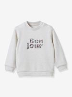 CYRILLUS sweater met letters van Liberty stof, baby, biologisch katoen beige - thumbnail