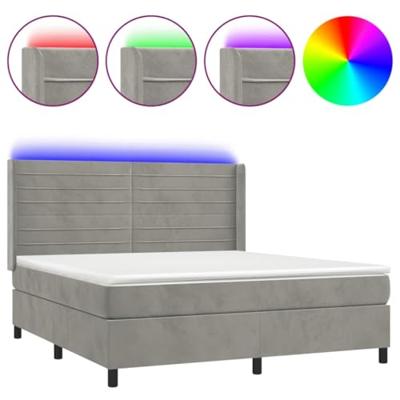Boxspring met matras en LED fluweel lichtgrijs 160x200 cm