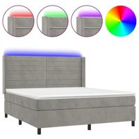 Boxspring met matras en LED fluweel lichtgrijs 160x200 cm - thumbnail