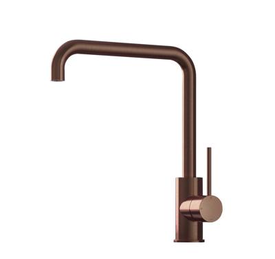 Keukenmengkraan Hotbath Cobber 1-hendel 31.5 cm Draaibare Uitloop Geborsteld Koper PVD