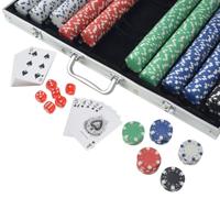 Pokerset met 1000 stippel chips aluminium - thumbnail