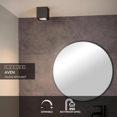 Lucide AVEN - Plafondspot Badkamer - 1xGU10 - IP65 - Zwart
