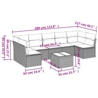 8-delige Loungeset met kussens poly rattan beige - thumbnail