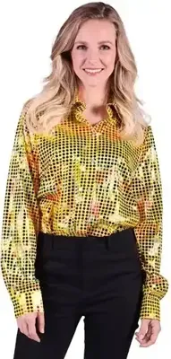 Dames disco blouse geel
