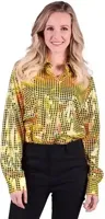 Dames disco blouse geel - thumbnail