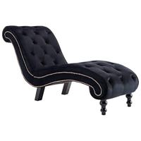 Chaise longue fluweel zwart - thumbnail