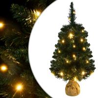 VidaXL Kunstkerstboom met verlichting en standaard 90 cm pvc groen - thumbnail