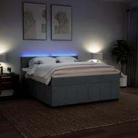 Boxspring met matras stof donkergrijs 180x200 cm - thumbnail