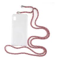 Shop4 - Samsung Galaxy A10 Hoesje - Zachte Back Case met Koord Multi Rood - thumbnail