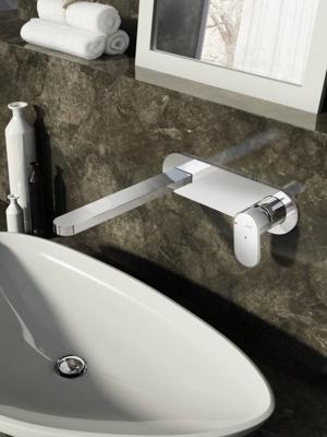 Hotbath Friendo inbouw wastafelmengkraan met rechte uitloop op plaat chroom