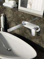 Hotbath Friendo inbouw wastafelmengkraan met rechte uitloop op plaat chroom - thumbnail