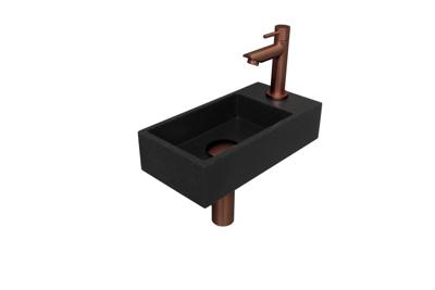 Fonteinset INK Versus 36x18x9 cm Quartz Zwart Met Kraangat Rechts Mat Rose Goud