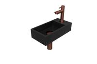 Fonteinset INK Versus 36x18x9 cm Quartz Zwart Met Kraangat Rechts Mat Rose Goud - thumbnail