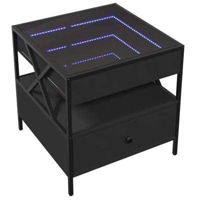 Salontafel met Infinity LED 50x50x51 cm zwart