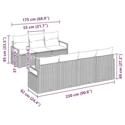 Tuinbankenset met opslag 8 pcs Beige en Licht Grijs poly rattan