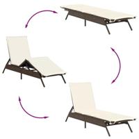 Ligstoelen 2 st met tafel poly rattan bruin - thumbnail