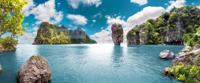 Schilderij - Uitzicht Thailand, blauw/groen, 2 maten , premium print, print op canvas - thumbnail