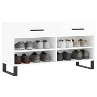 Schoenenbank 102x35x55 cm bewerkt hout hoogglans wit - thumbnail