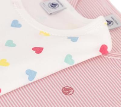 set van 2 korte pyjama's voor kinderen PETIT BATEAU wit