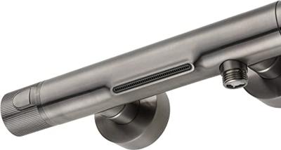 Ben Engraved Line badkraan met watervaluitloop thermostatisch gunmetal - thumbnail