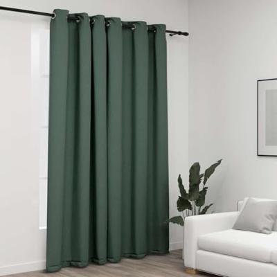 VidaXL Gordijn linnen-look verduisterend met ogen 290x245 cm groen VidaXL Gordijn linnen-look verduisterend met ogen 290x245 cm groen