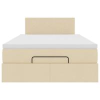 Bed met matras 100x200 cm stof crèmekleurig - thumbnail